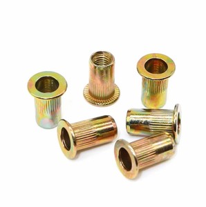 Écrou à riveter tendance en laiton avec finition zinguée, écrou à riveter à tête moletée plate - Product Image 3