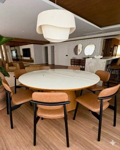 Juego de Mesa de Comedor Redonda Moderna - Muebles de Comedor de Madera de Teca para Hotel, Villa, Restaurante, Indonesia - Product Image 1