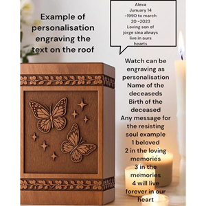 Butterfly Engraved Rosewood Cremation Urn: Personalized Memorial Urn Memorial Keepsake by AYAANS - Product Image 3