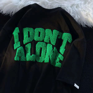 T-shirts pour hommes en broderie chenille, design personnalisé, impression flocage lettres, broderie brosse à dents, t-shirts brodés - Product Image 2