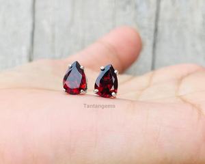 Natural Moonstone Pear Cut <b>Stud</b> <b>Earring</b> Faceted Gemstone Prong <b>Set</b> Handmade Minimalist Birthstone Jewelry Gift for Her - Product Image 4