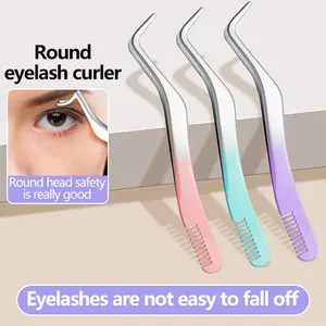 Pince à épiler colorée pour cils, en acier au carbone, professionnelle, haute précision, applicateur de faux cils, outils de maquillage - Product Image 2