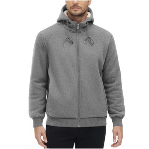 HISHY APPAREL <b>Men's</b> Black <b>Fleece</b> <b>Jacket</b> Full Zip Sherpa <b>Lined</b> Casual Autumn Wear Regular Fit Windproof Outerwear Stand Collar - Product Image 4