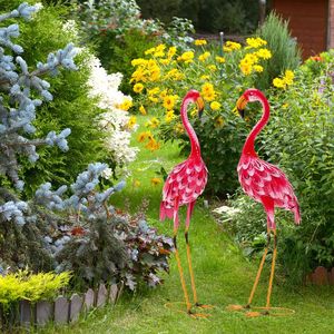 Set di Statue da Giardino a Forma di Fenicottero - Decorazione da Esterno in 2 Pezzi - Product Image 2