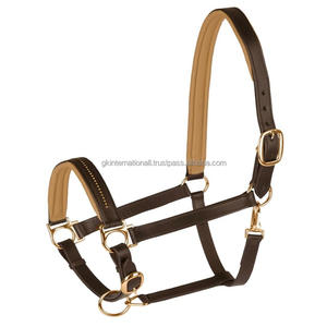 Licol classique pour cheval en cuir noir ou marron fait main avec des canaux en cristal scintillant, licols de course équestre de qualité supérieure - Product Image 5