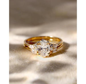 IGI/GIA Lab Grown Oval Cut Diamond Vintage 14K Oro amarillo Unisex Boda/Anillo de compromiso para fiestas de aniversario - Product Image 1