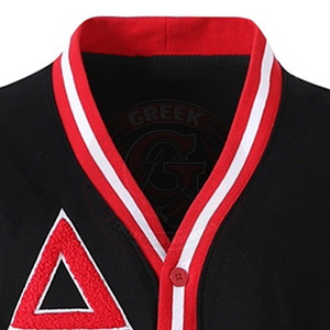 Cárdigan de punto personalizado para mujer, de manga larga, de algodón y forro polar, con bordado griego de la letra DST, cuello en V, estilo universitario, para hermandades Delta - Product Image 3