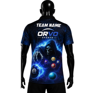 ORVO SPORTS Camiseta de Bolos Casual para Hombre, Manga Corta, Estampado por Sublimación, Secado Rápido, Transpirable, 100% Poliéster, Negra, Estilo Americano - Product Image 4