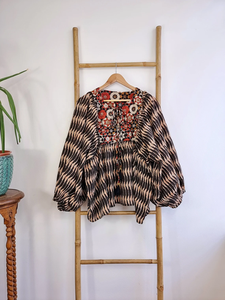 Blusa bohemia de algodón puro Top logotipo bordado terroso Floral indio Bagru bloque estampado globo ropa de día Casual tanque verano - Product Image 3