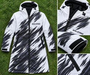 Vente en gros de parkas de bain personnalisés avec capuche, design sublimation blanc et noir, veste de bain imperméable à séchage rapide - Product Image 6
