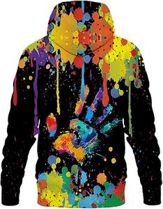 เสื้อฮู้ดพิมพ์ลายสีสันสดใสทรงปกติสำหรับผู้ชาย สไตล์ลำลองสำหรับฤดูใบไม้ร่วง เสื้อฮู้ดถักสไตล์สตรีทแวร์ - Product Image 5