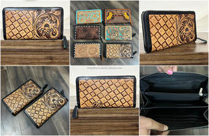 Nouvelle Pochette Femme en Cuir Véritable Faite Main et Gravée à la Main 2025 – Portefeuille Tendance avec Blocage RFID pour Dames - Product Image 3