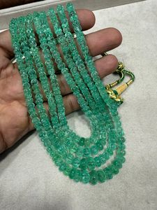 AAA Quality Colombian Emerald Melon Shape Necklace 5-8mm Natural <b>Gemstone</b> Necklace At Wholesale Price - Product Image 1