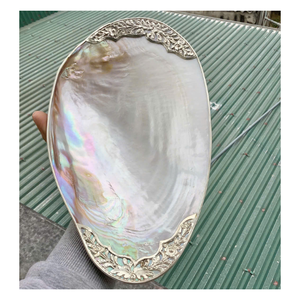 Assiette en nacre ronde, plat de service décoratif à bordure florale pour table à manger, mariage - Product Image 6