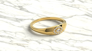 18K Gold Marquise Diamond Signet <b>Ring</b> Oval Halo Round Pave <b>Dome</b> Band Smooth Chunky Statement <b>Ring</b> Fine Jewelry for Women - Product Image 3