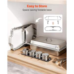 9 Qt Stainless Steel Rectangle <b>Chafing</b> Dish Food Warmer Chafer Set 2 Pack Hollow Handle <b>Fuel</b> Holder 1 Tongs Banquet D0100XFE3NG - Product Image 6