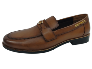 Mocasines de Cuero Genuino Color Marrón Tabaco, Punta Redonda, Sin Cordones, Suela de Goma Acolchada, Color Sólido, Para Todas las Temporadas - Product Image 3