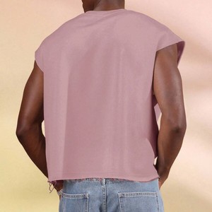 Débardeur tricoté pour homme à col en V, coupe ample, couleur unie, 100 % coton jersey 180g, écologique – Meilleure vente - Product Image 2