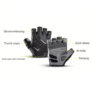 Guantes de Ciclismo Unisex de la Mejor Calidad, Medios Dedos, Protección UV, Antideslizantes, Térmicos, Transpirables, con Orificios de Ventilación, Amortiguación, Cierre de Gancho y Bucle - Product Image 2