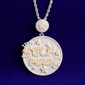 Colgante Personalizado con Logotipo Iced Out para Hombre, Estilo Hip Hop, Corte Brillante Redondo, Engaste de Bisel, Moissanita, Joyería de Plata 925 - Product Image 1