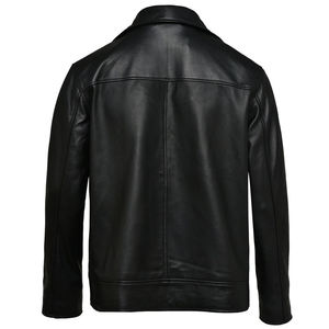 Men's Slim Fit PU Leather Motorcycle Jacket Casual <b>Turtleneck</b> Zipper Solid Color Winter Wear Regular Sleeve - Product Image 5