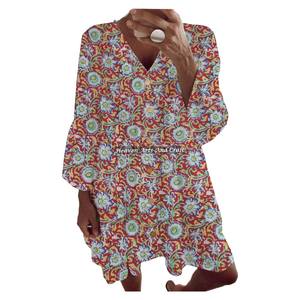 Robe Bohème pour Femme en Coton Imprimé au Bloc, Printemps-Été, Faite à la Main, Style Gypsy, Tunique Respirante en Coton Imprimé au Bloc, Robe Indienne - Product Image 5