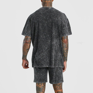 Conjunto de Camiseta y Pantalones Cortos con Lavado Ácido Personalizado para Hombre, Ropa de Moda con Lavado Ácido en el Mismo Color - Product Image 2