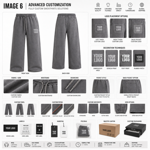 Men's Oversized Wide Leg Cotton Fleece <b>Trousers</b> Thermal <b>Drawstring</b> Waist Elastic Solid Winter OEM Manufacturer - Product Image 4