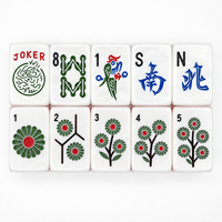 Tuiles de Mahjong en perles et cuivre avec visages illustrés, ensemble acrylique de 160 pièces pour tables de jeu communautaires