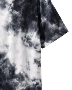 Camiseta personalizada con efecto tie-dye en blanco y negro para hombre, de algodón, estilo casual, streetwear, cuello redondo, manga corta, para verano. - Product Image 6