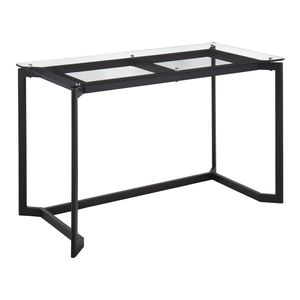 Bureau d'ordinateur moderne en acier noir Masters avec plateau en verre transparent – Design élégant - Product Image 1