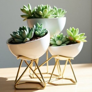 Factory Direct Modern Black Metal Eco-Friendly Durable <b>Plant</b> <b>Stand</b> Set 2 Pieces White Top Bottom Display Table Flower Pot Holder - Product Image 5