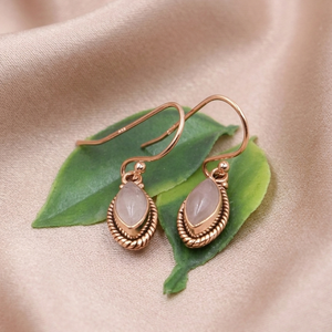 Pendientes de Cuarzo Rosa Natural con Forma de Marquesa, Plata de Ley 925, Chapados en Oro Rosa y Oro Amarillo, Joyería Boho Vintage Hecha a Mano para Ella - Product Image 2