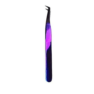 Pince à épiler en acier inoxydable à pointe inclinée avec texture dentelée, durable, longueur 10 mm, recourbe-cils et applicateur - Product Image 4