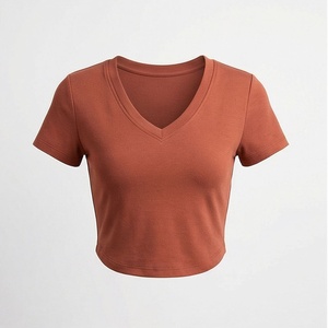 Camiseta Corta Personalizada con Estampado a Color para Mujer, Camiseta de Algodón de Manga Corta, Ropa Casual de Moda - Product Image 1