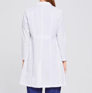 Blouse de laboratoire blanche tissée pour femmes avec 3 poches et fermeture à boutons-pression, uniforme d'hôpital, blouse de médecin - Product Image 5