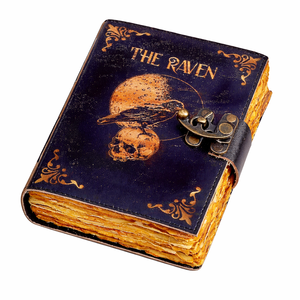 Carnet en cuir vintage fait main – Journal avec oiseau corbeau en relief, papier à bords festonnés, reliure cousue pour voyages, croquis et cadeaux - Product Image 2