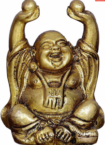 Bouddha rieur en laiton fait main, design Feng Shui, matériau et style uniques, décoration d'intérieur, produit très demandé - Product Image 3