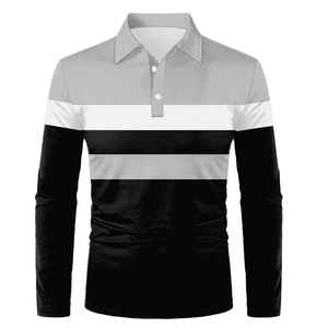 Polos de manga larga con botones para hombre, polos de golf de verano para hombre, polos de golf de color sólido personalizables, polos de golf elásticos en cuatro direcciones, corte ajustado. - Product Image 4