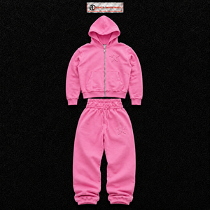 Conjunto Deportivo Rosa con Estrellas Bordadas para Mujer, Sudadera con Cremallera Personalizada y Pantalones Jogger, Ropa Deportiva Casual, Proveedor Mayorista OEM - Product Image 5
