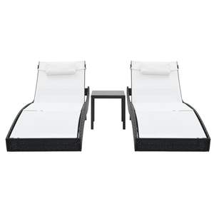 Ensemble de 2 chaises longues noires et blanches confortables pour l'extérieur - Product Image 2