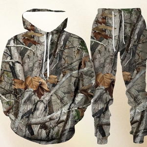 Sudadera con capucha de camuflaje Real Tree, chándal de forro polar grueso de corte holgado personalizado, chándal de camuflaje por sublimación para caza con pedrería en toda la prenda - Product Image 1