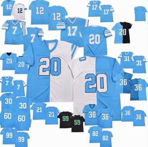 Maillot de football américain respirant unisexe bleu ciel avec nom du joueur, imprimé par transfert thermique, 100 % polyester, maille, col en V, manches courtes - Product Image 1
