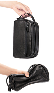 Personalized Genuine Leather <b>Large</b> Zipper Dopp Kit <b>Bag</b> with Soft Handle for Men's for and <b>Cosmetic</b> Use - Product Image 5