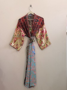Soft and Comfy Silk <b>Kimono</b> <b>Robe</b> Handmade Women's Full Length Long Sleeves V-neck Drawstring Closure Machine-Washable - Product Image 5