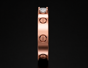 Anillo de Diamantes de Oro Rosa de Lujo para Hombre |   Anillo Solitario Redondo Brillante |   Diamante Natural y Cultivado en Laboratorio |   Exportador de Joyería - Product Image 2