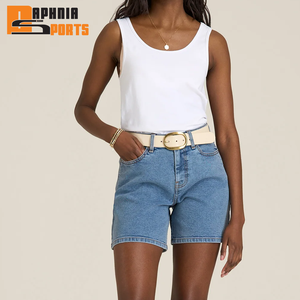 Jeans Manufacturer Summer Customized Women Jeans Wide Leg Casual High Waist Washed Plain Baggy Jorts Denim Shorts Jeans - Product Image 4