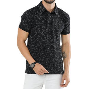 Men's Black <b>Short</b> <b>Sleeve</b> Polo <b>Shirt</b> With <b>White</b> Dot Pattern Knitted Breathable Casual Wear Wholesale Supplier Custom LOGO Print - Product Image 1