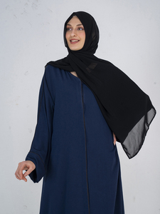 Abaya maxi bleu foncé à devant ouvert avec hijab assorti, robe longue islamique modeste pour femmes, tenue décontractée pour tous les jours - Product Image 4