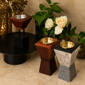 Brûleur d'encens en bois tendance, porte-bakhoor arabe avec insert en laiton, encensoir pour aromathérapie arabe, décoration de maison pour Ramadan et l'Aïd, cadeau - Product Image 6